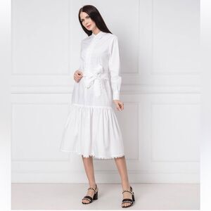 NWT Tory Burch Scalloped Cotton Shirt Dress